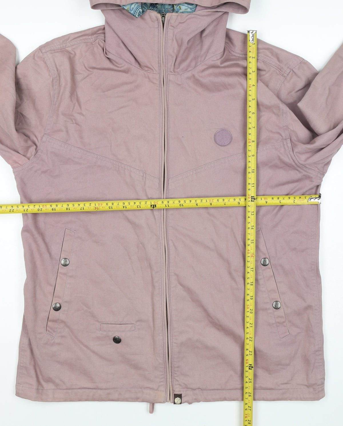 Voodoo Women’s Pink Hooded Cotton Jacket Size S Full Zip Paisley Lining