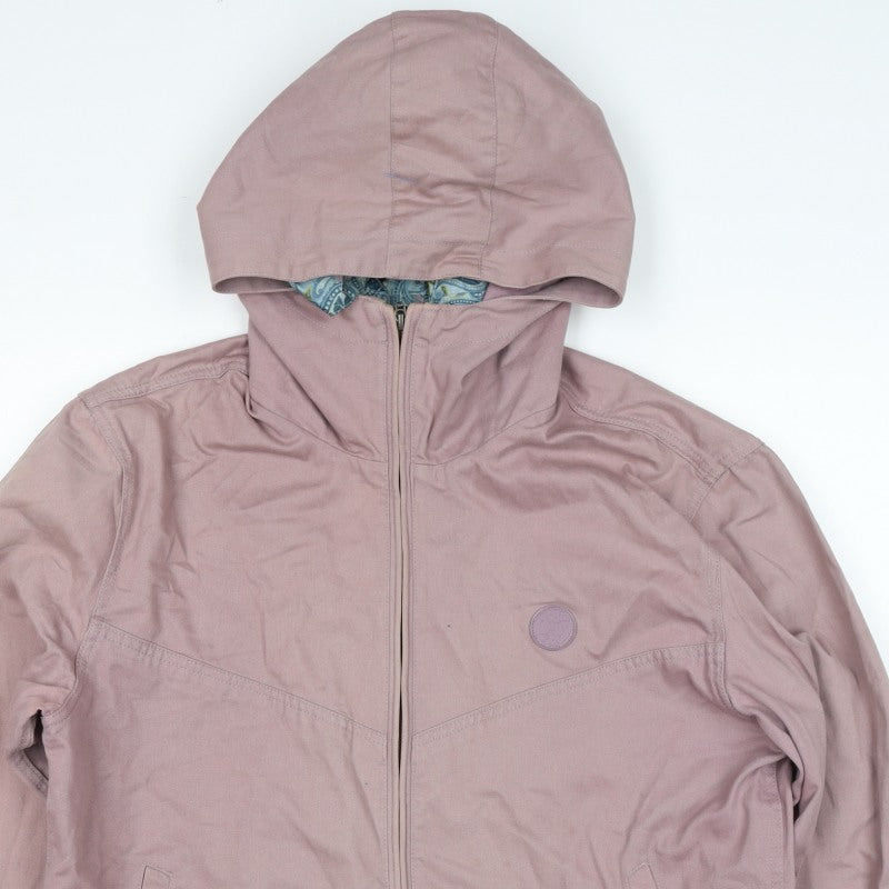 Voodoo Women’s Pink Hooded Cotton Jacket Size S Full Zip Paisley Lining