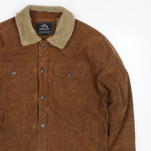 Outdoor Jacket Mens Brown Corduroy Sherpa Collar Button Jacket L