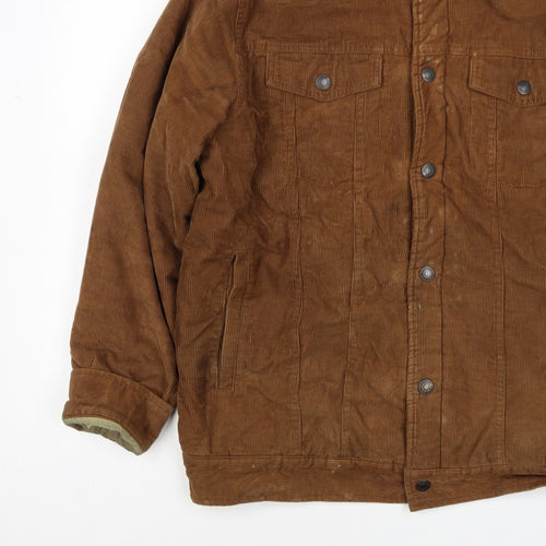 Outdoor Jacket Mens Brown Corduroy Sherpa Collar Button Jacket L