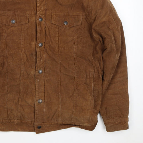 Outdoor Jacket Mens Brown Corduroy Sherpa Collar Button Jacket L
