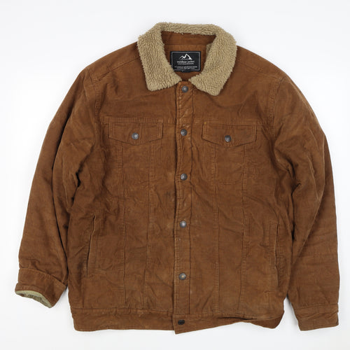 Outdoor Jacket Mens Brown Corduroy Sherpa Collar Button Jacket L