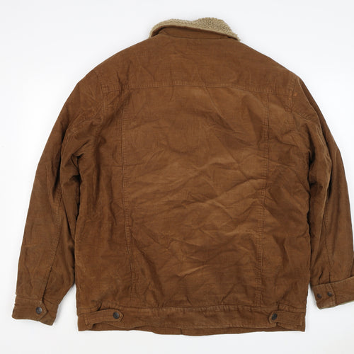 Outdoor Jacket Mens Brown Corduroy Sherpa Collar Button Jacket L