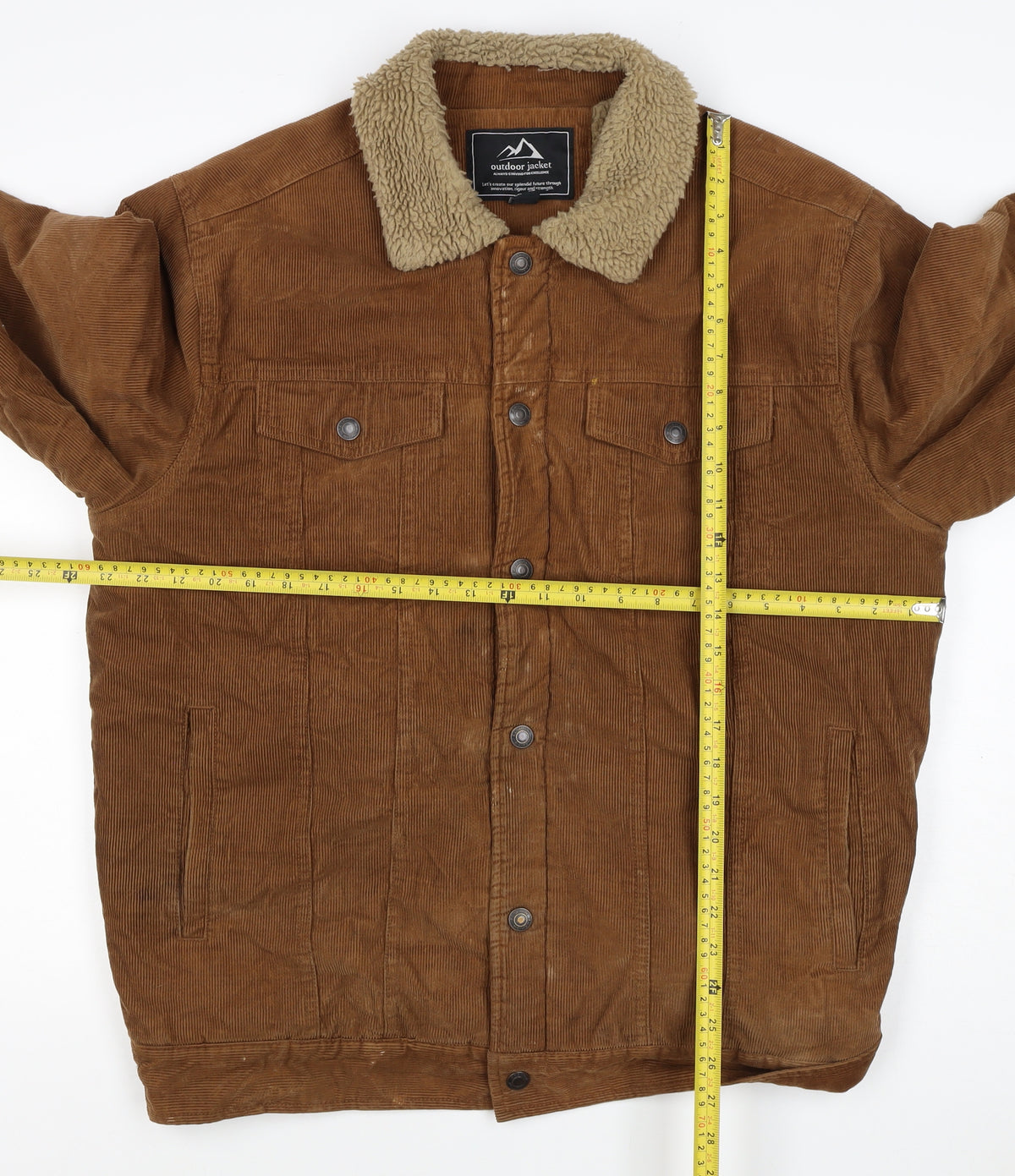 Outdoor Jacket Mens Brown Corduroy Sherpa Collar Button Jacket L