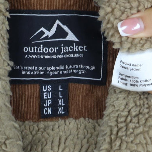 Outdoor Jacket Mens Brown Corduroy Sherpa Collar Button Jacket L