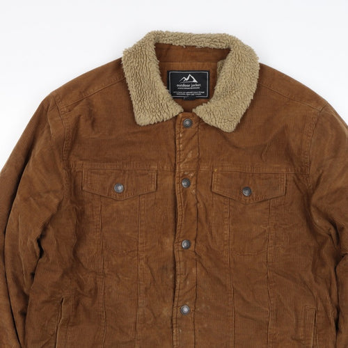 Outdoor Jacket Mens Brown Corduroy Sherpa Collar Button Jacket L