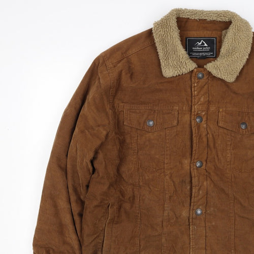 Outdoor Jacket Mens Brown Corduroy Sherpa Collar Button Jacket L
