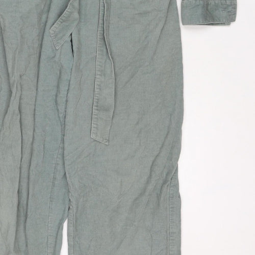 Oliver Bonas Women Green UK 14 Corduroy Belted Zip Jumpsuit