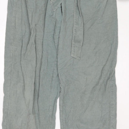 Oliver Bonas Women Green UK 14 Corduroy Belted Zip Jumpsuit