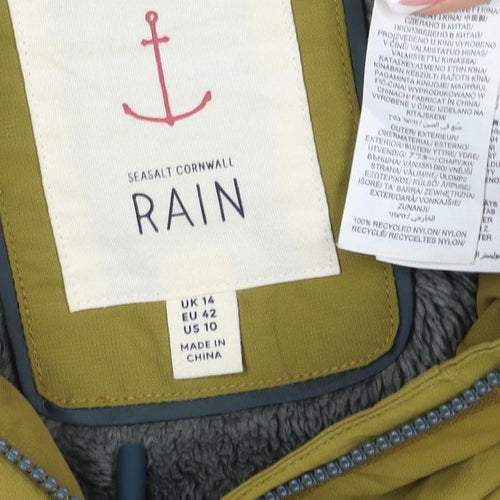 Seasalt Cornwall Women’s Yellow UK 14 Long Hooded Waterproof Rain Coat