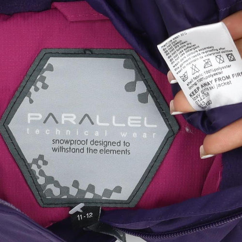 Parallél Girls Purple Pink Ski Jacket 11-12 Years Hooded Waterproof