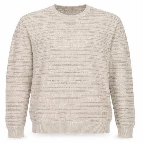 Marks & Spencer Men Beige L Striped Italian Yarn Cotton Pullover Jumper