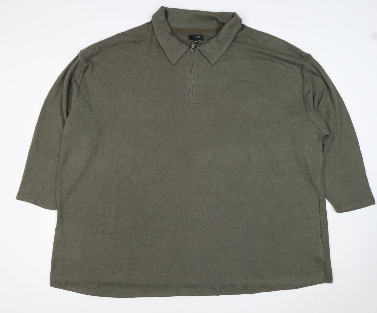 J.P. Williams Women's Green UK 30 Collared 1/4 Zip Henley Jumper