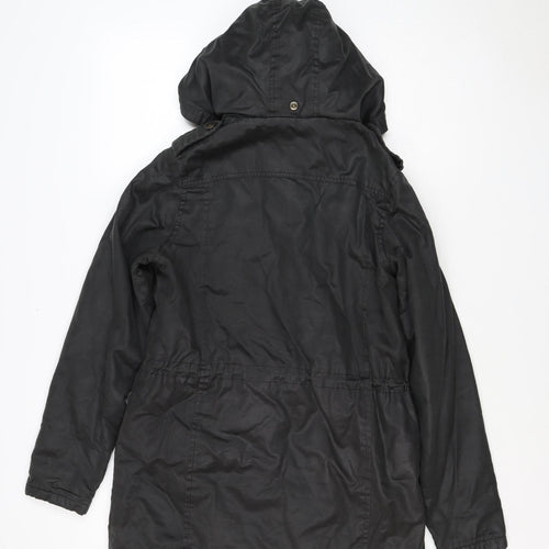 Fat Face Women’s Black UK 10 Hooded Parka Coat Sherpa Lined