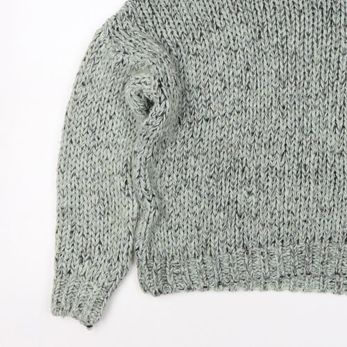 Topshop Women Grey M Chunky Knit Roll Neck Raglan Jumper