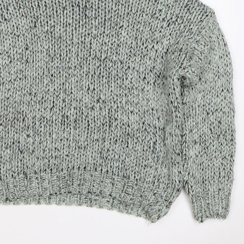Topshop Women Grey M Chunky Knit Roll Neck Raglan Jumper