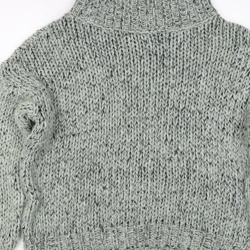 Topshop Women Grey M Chunky Knit Roll Neck Raglan Jumper