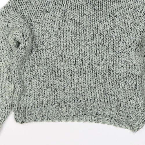 Topshop Women Grey M Chunky Knit Roll Neck Raglan Jumper