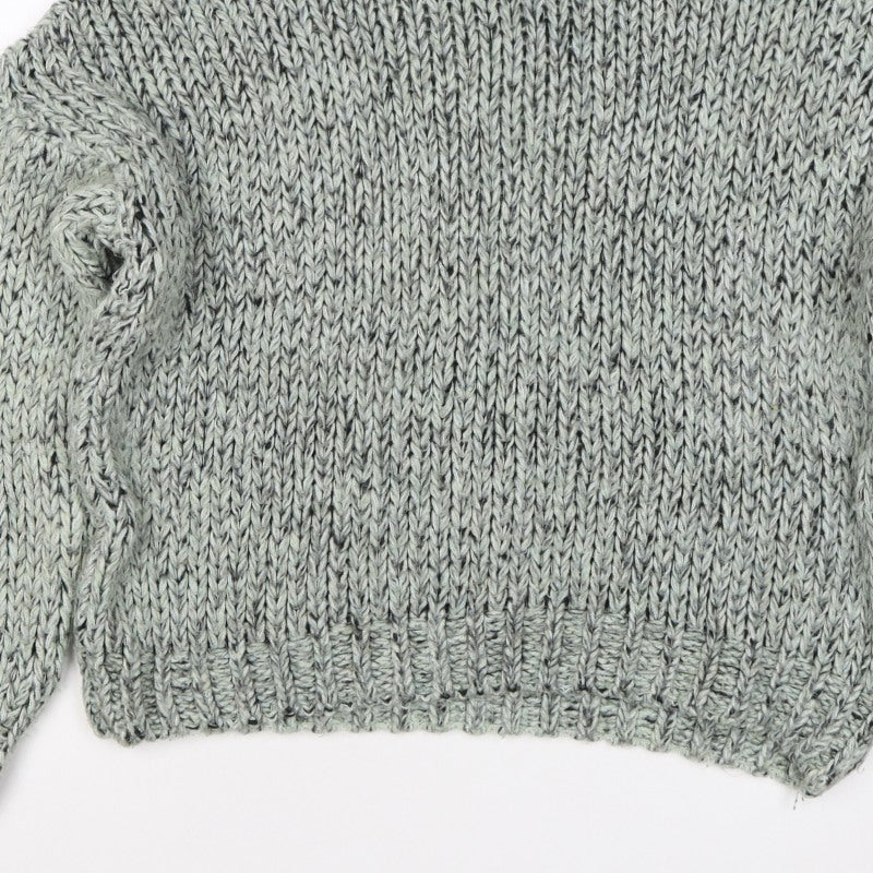Topshop Women Grey M Chunky Knit Roll Neck Raglan Jumper