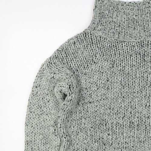 Topshop Women Grey M Chunky Knit Roll Neck Raglan Jumper