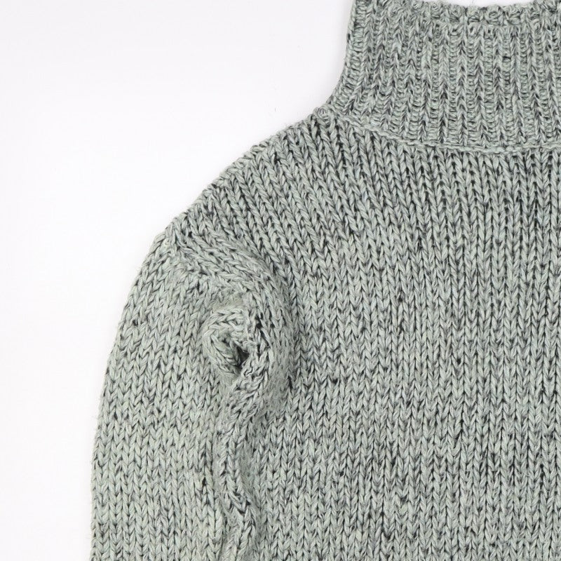Topshop Women Grey M Chunky Knit Roll Neck Raglan Jumper