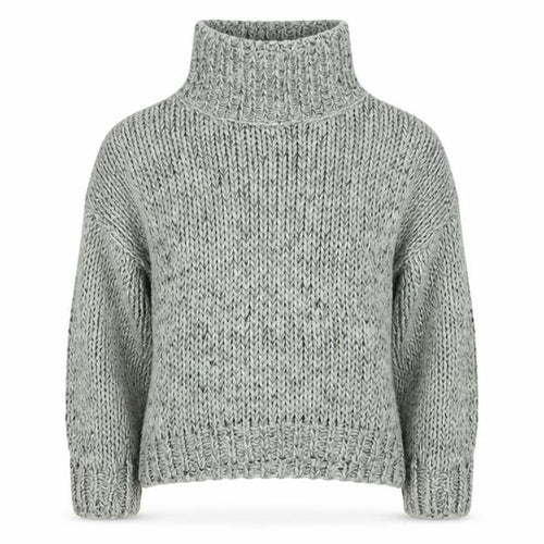 Topshop Women Grey M Chunky Knit Roll Neck Raglan Jumper