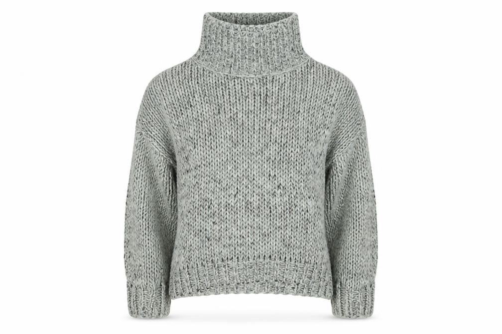 Topshop Women Grey M Chunky Knit Roll Neck Raglan Jumper