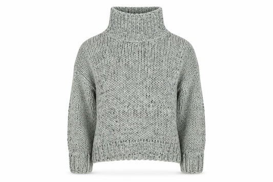 Topshop Women Grey M Chunky Knit Roll Neck Raglan Jumper