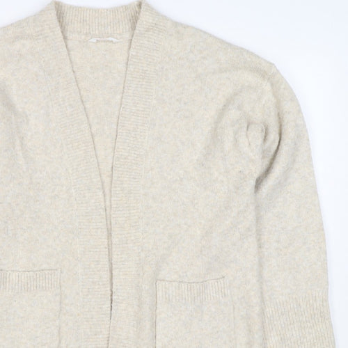 Anyday Women Beige XS Open Knit V-Neck Pocket Cardigan