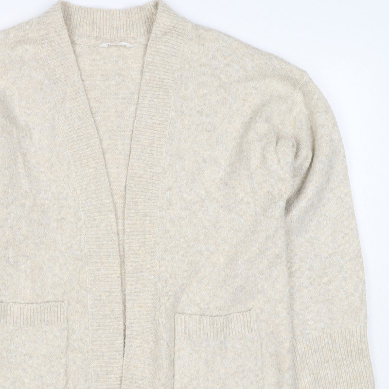 Anyday Women Beige XS Open Knit V-Neck Pocket Cardigan