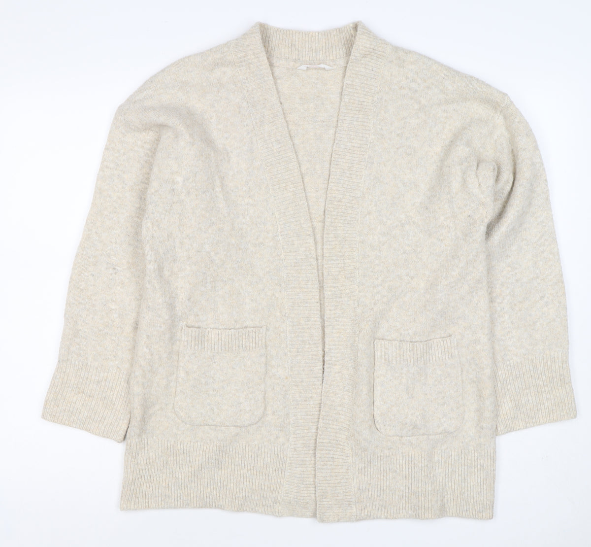 Anyday Women Beige XS Open Knit V-Neck Pocket Cardigan