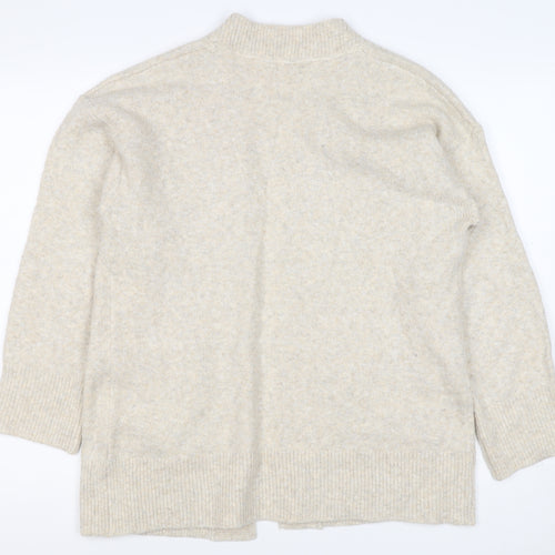Anyday Women Beige XS Open Knit V-Neck Pocket Cardigan