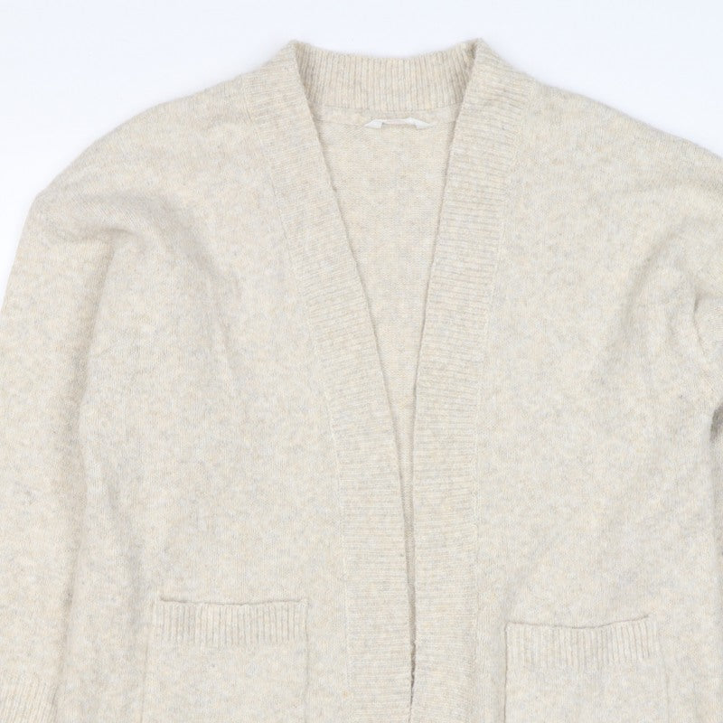 Anyday Women Beige XS Open Knit V-Neck Pocket Cardigan