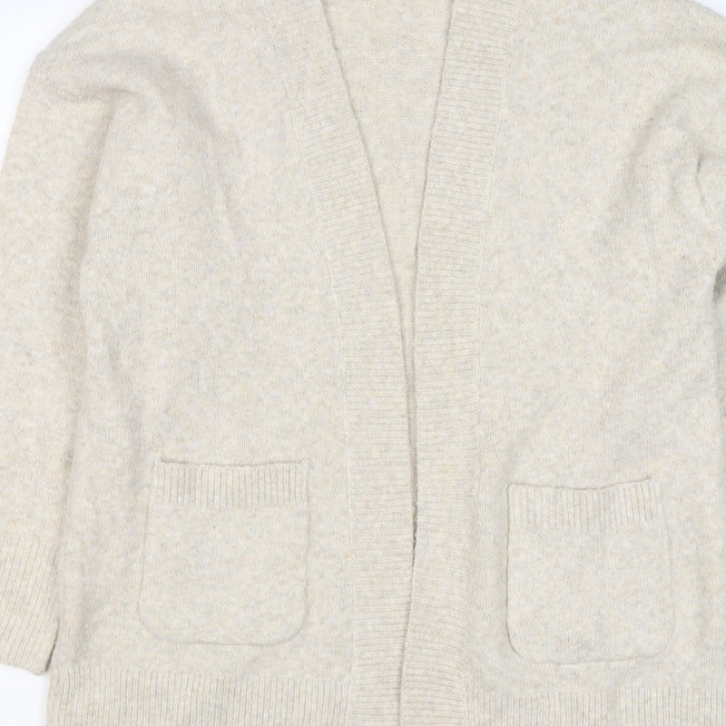Anyday Women Beige XS Open Knit V-Neck Pocket Cardigan