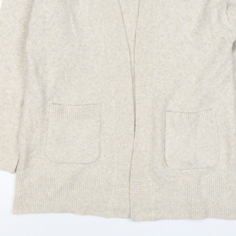 Anyday Women Beige XS Open Knit V-Neck Pocket Cardigan