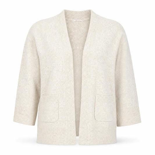 Anyday Women Beige XS Open Knit V-Neck Pocket Cardigan