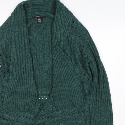 Southern Lady Women’s Green L Open Cable Knit Cardigan Long Sleeve