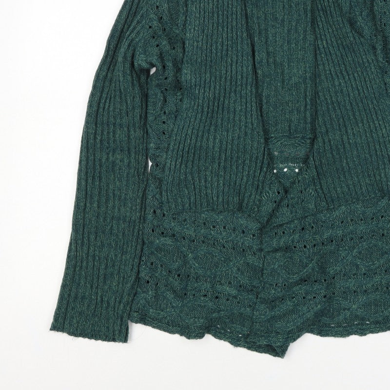 Southern Lady Women’s Green L Open Cable Knit Cardigan Long Sleeve
