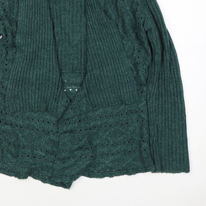 Southern Lady Women’s Green L Open Cable Knit Cardigan Long Sleeve