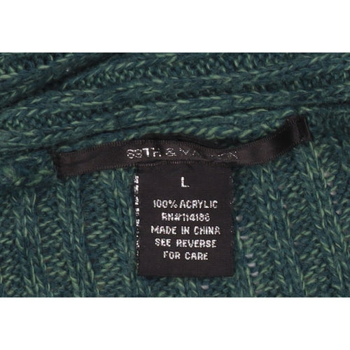 Southern Lady Women’s Green L Open Cable Knit Cardigan Long Sleeve