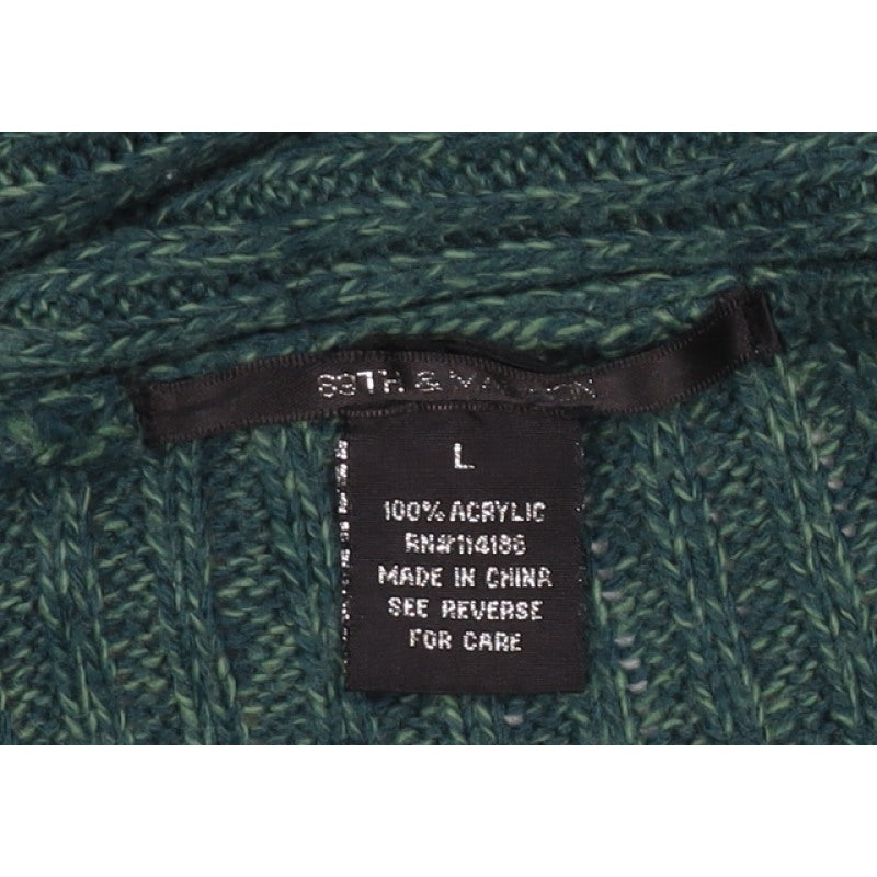 Southern Lady Women’s Green L Open Cable Knit Cardigan Long Sleeve
