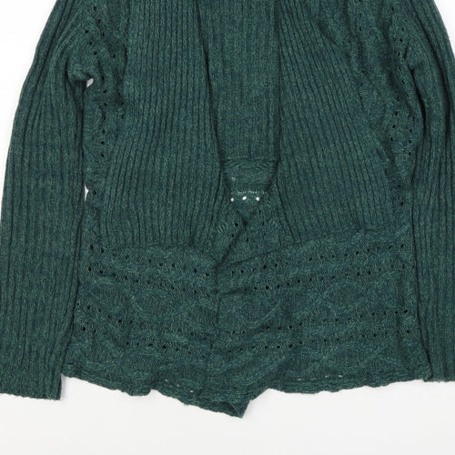 Southern Lady Women’s Green L Open Cable Knit Cardigan Long Sleeve