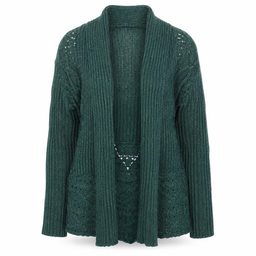 Southern Lady Women’s Green L Open Cable Knit Cardigan Long Sleeve