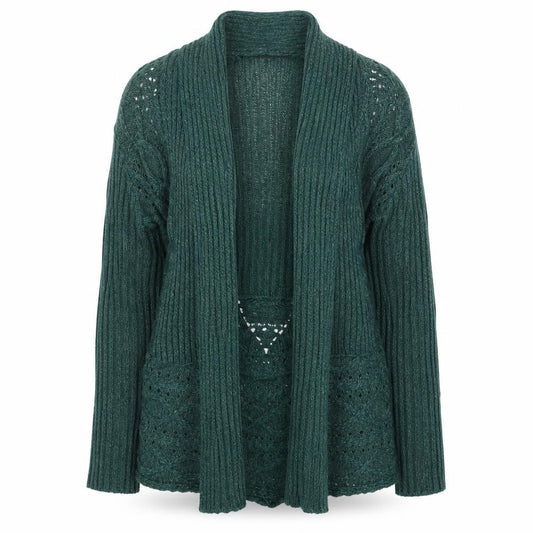 Southern Lady Women’s Green L Open Cable Knit Cardigan Long Sleeve