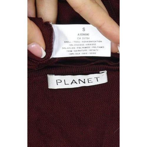 Planet Women Burgundy Size S Sleeveless V-Neck Ruffle Knit Top