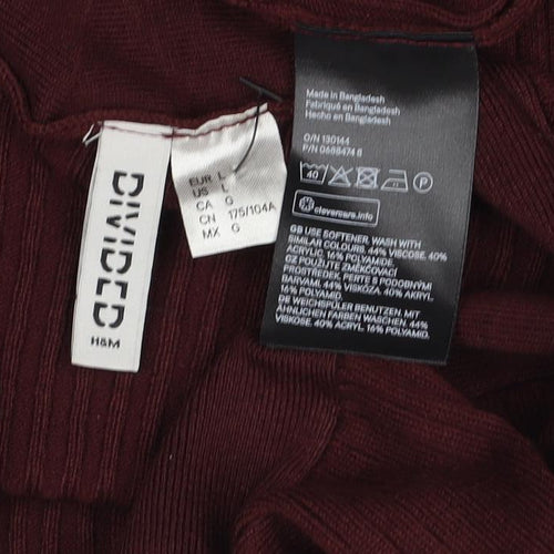 Bershka Women Burgundy M Off Shoulder Ribbed Knit Midi Bodycon Dress