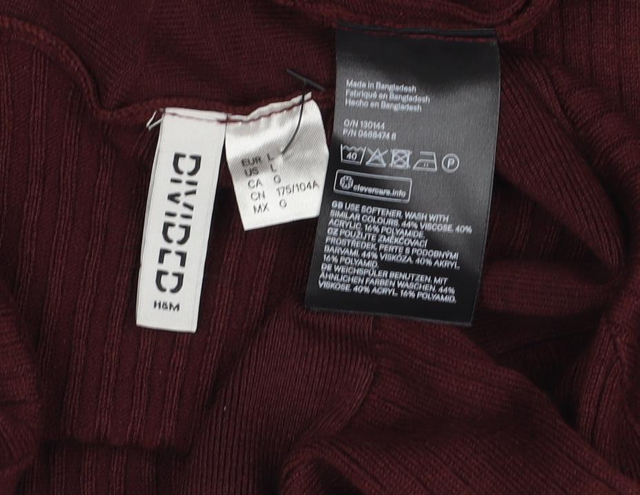 Bershka Women Burgundy M Off Shoulder Ribbed Knit Midi Bodycon Dress