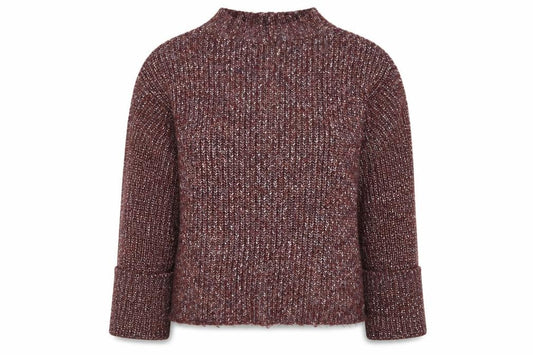 NA-KD Women Brown Marled Chunky Knit Mock Neck Jumper Size S