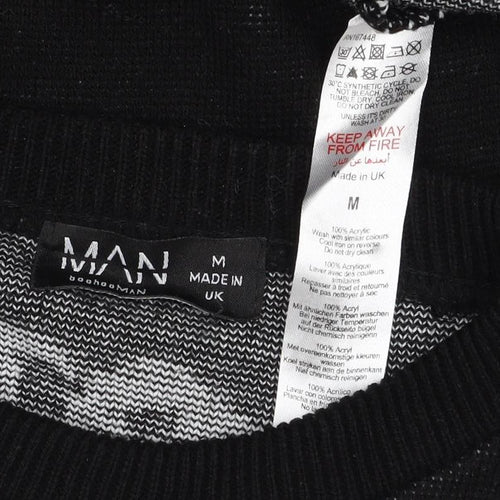 Man Avan Men’s Black M Skull Gothic Graphic Knit Crew Neck Jumper