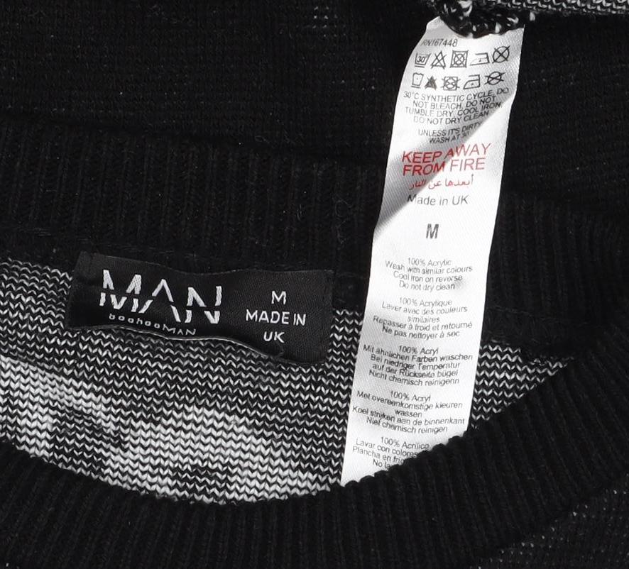 Man Avan Men’s Black M Skull Gothic Graphic Knit Crew Neck Jumper